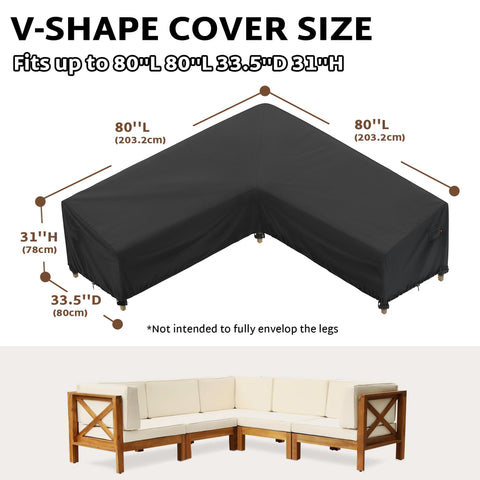 iBirdie outdoor sectional cover for 79x79 sofa keeps cushions dry with taped seams.