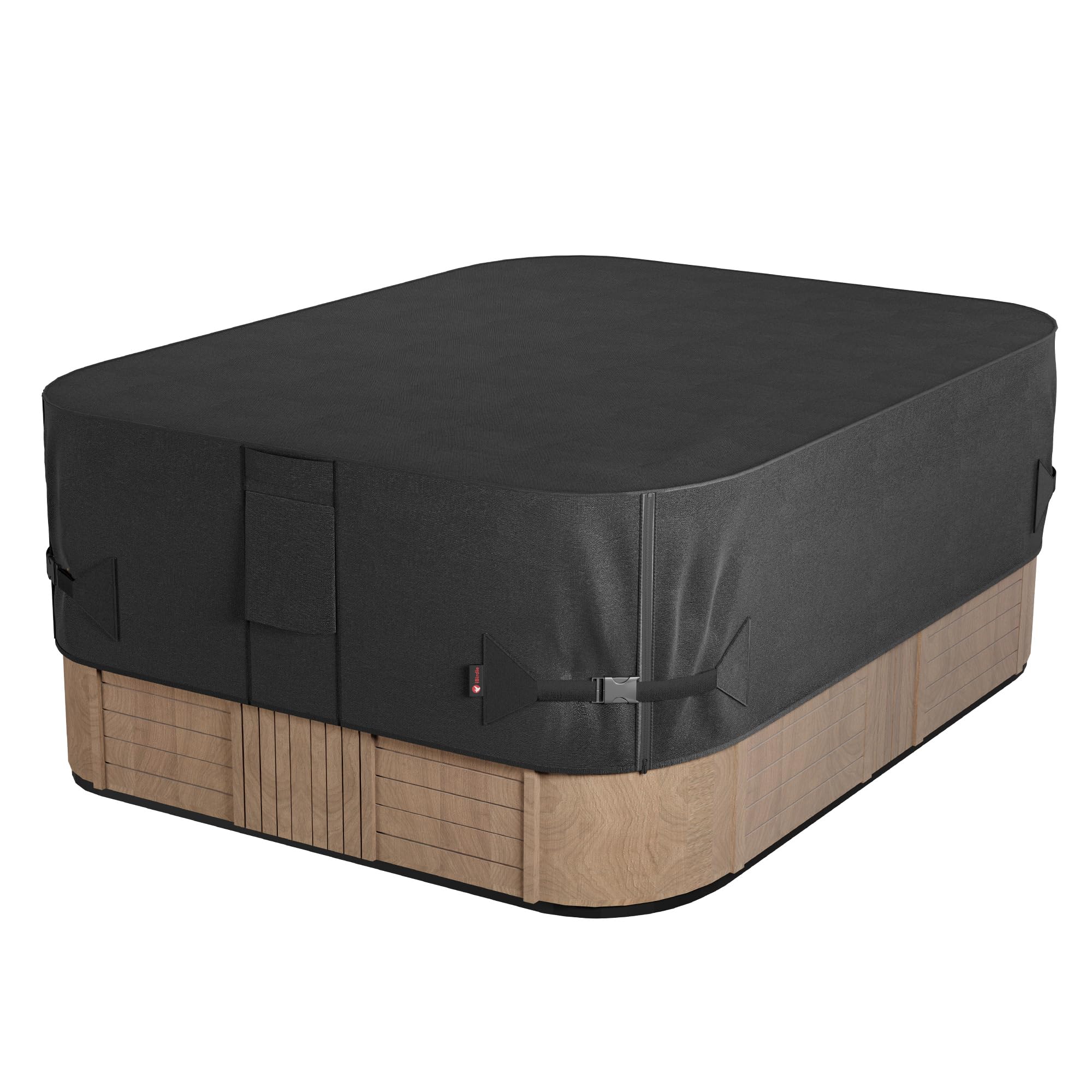 iBirdie 73x62 hot tub cover front view with precise fit and weather protection