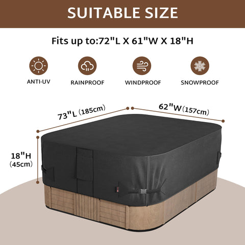 iBirdie 73x62 hot tub cover side view showing durable construction