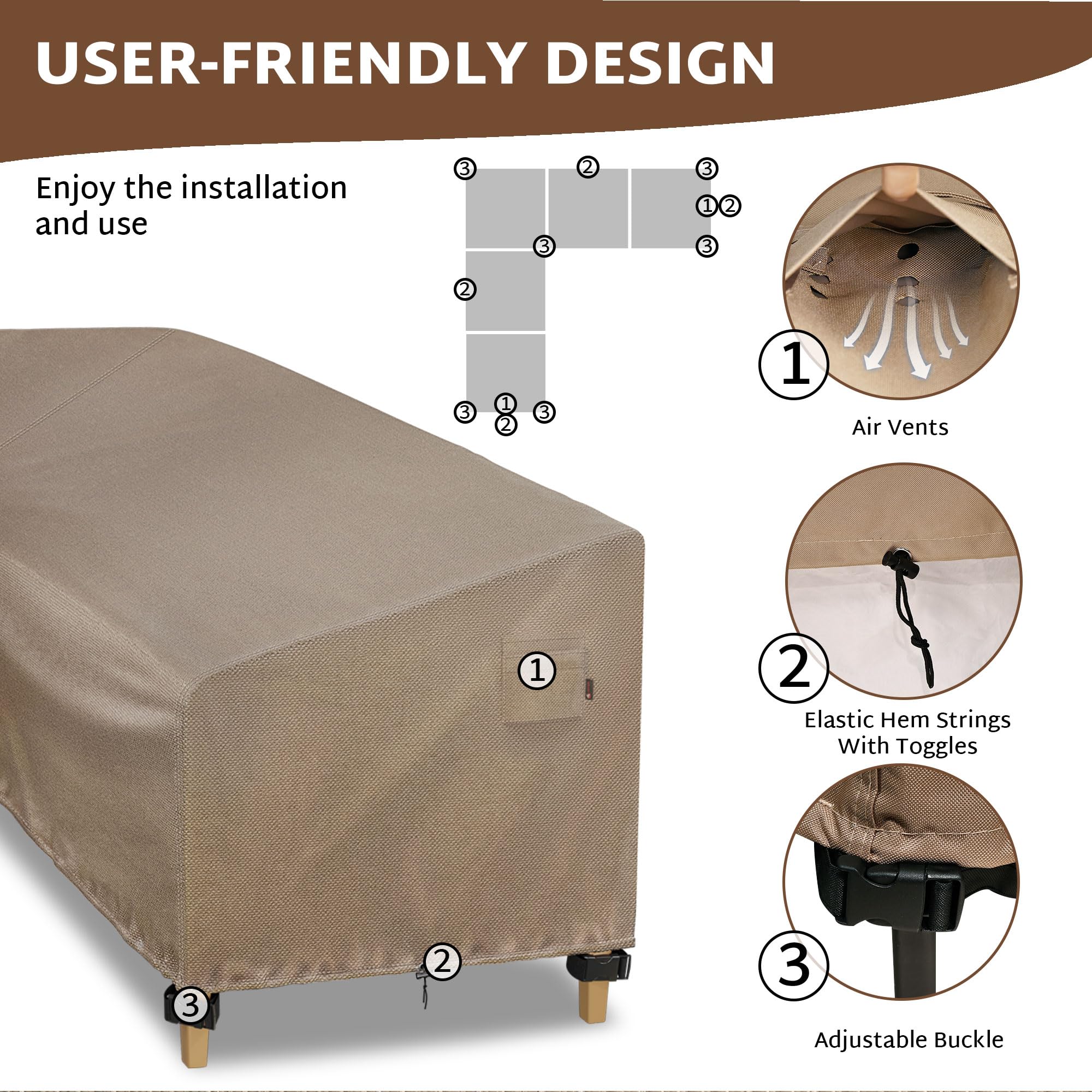 iBirdie sectional cover uses waterproof tape seams for reliable moisture protection.
