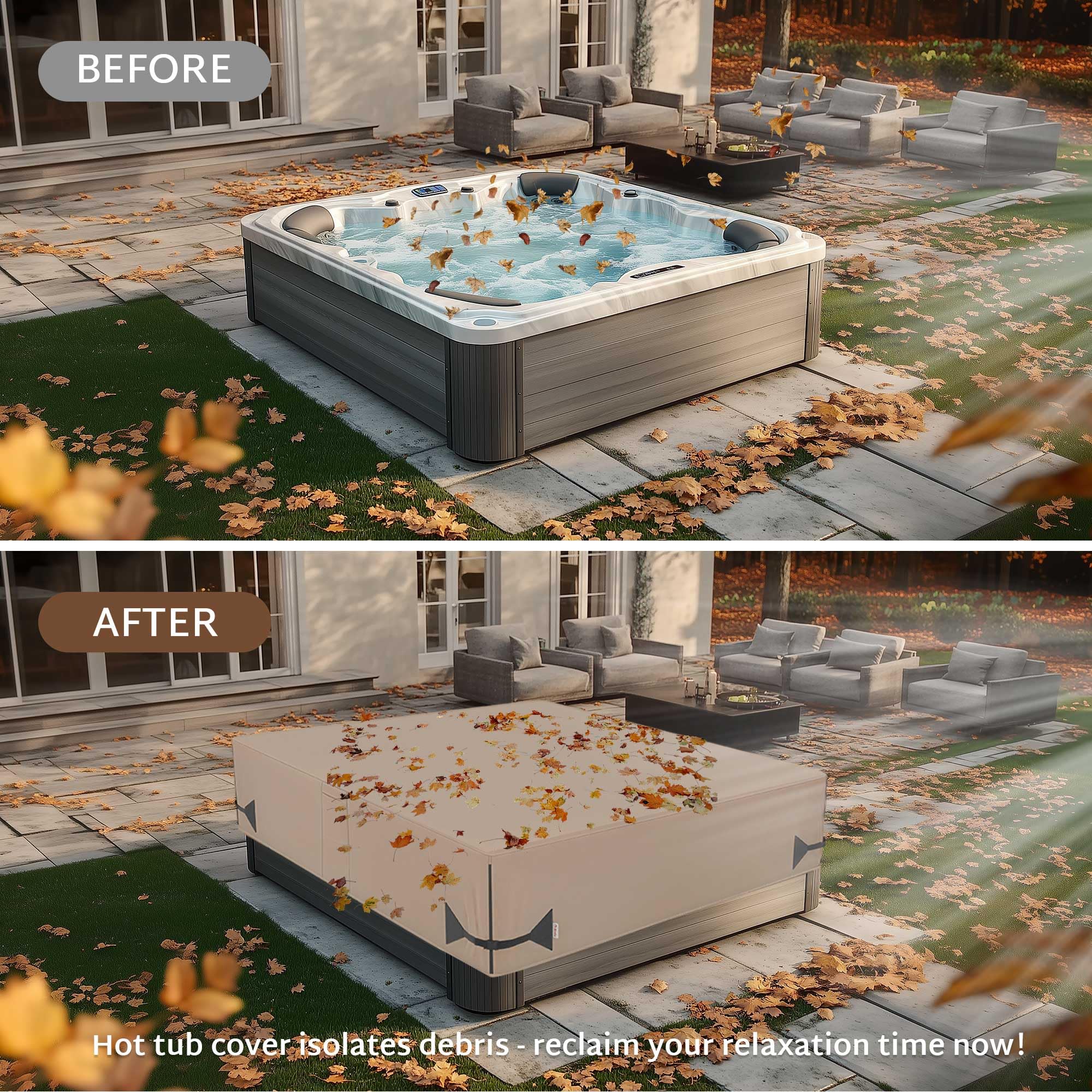 iBirdie square 93x93 inch cover fits 90–92 inch spas precisely.