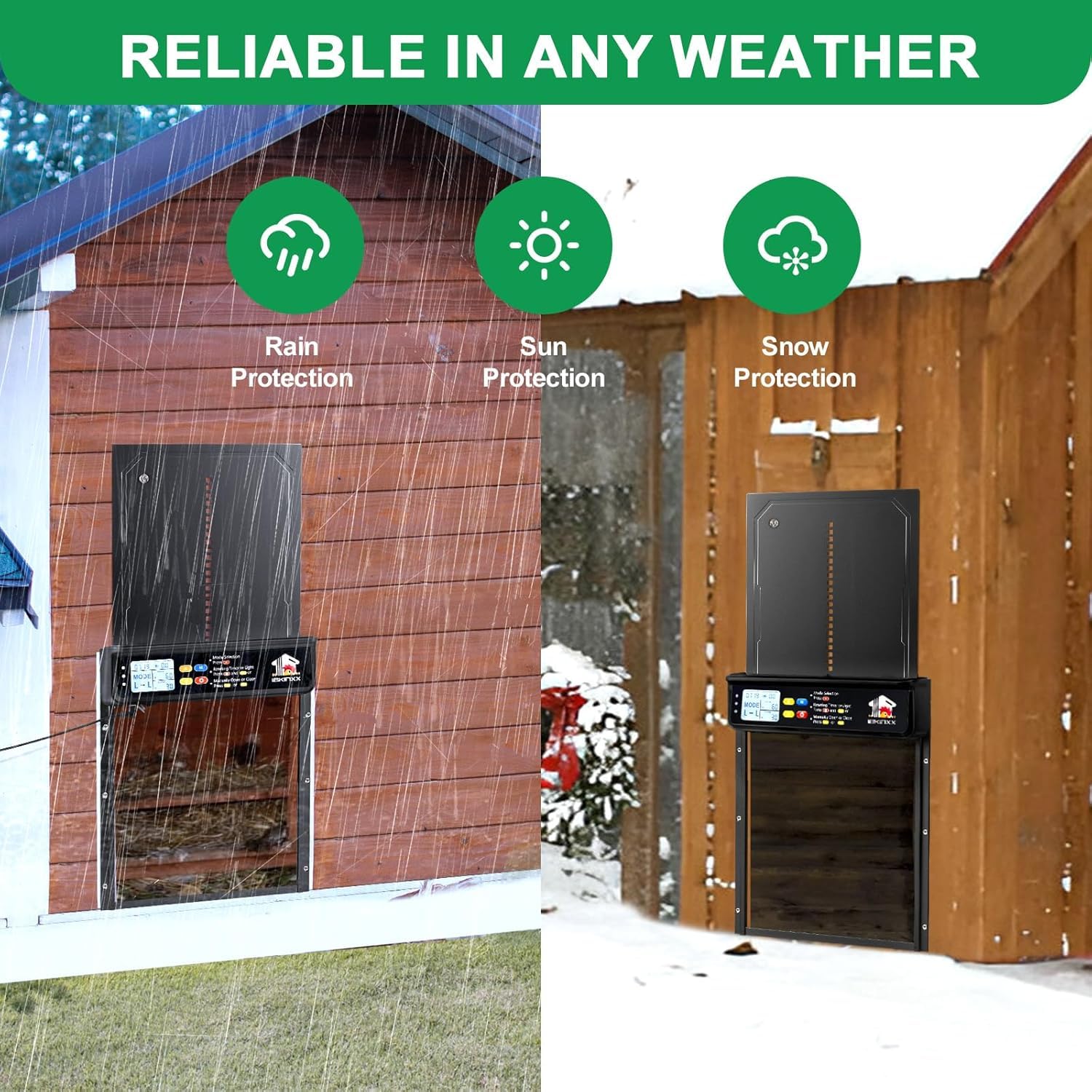 IBKINXX remote control lets you adjust door settings from outside the coop.