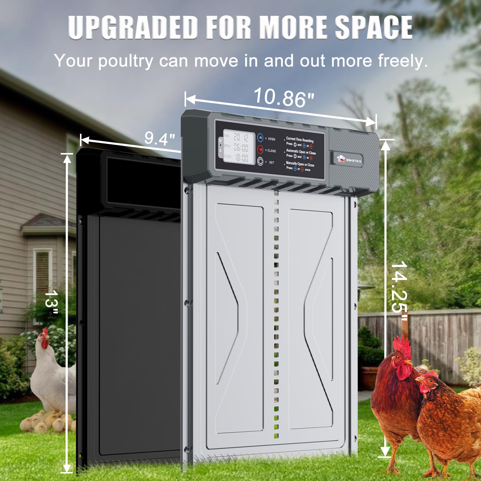IBKINXX coop door remote control for convenient poultry access.
