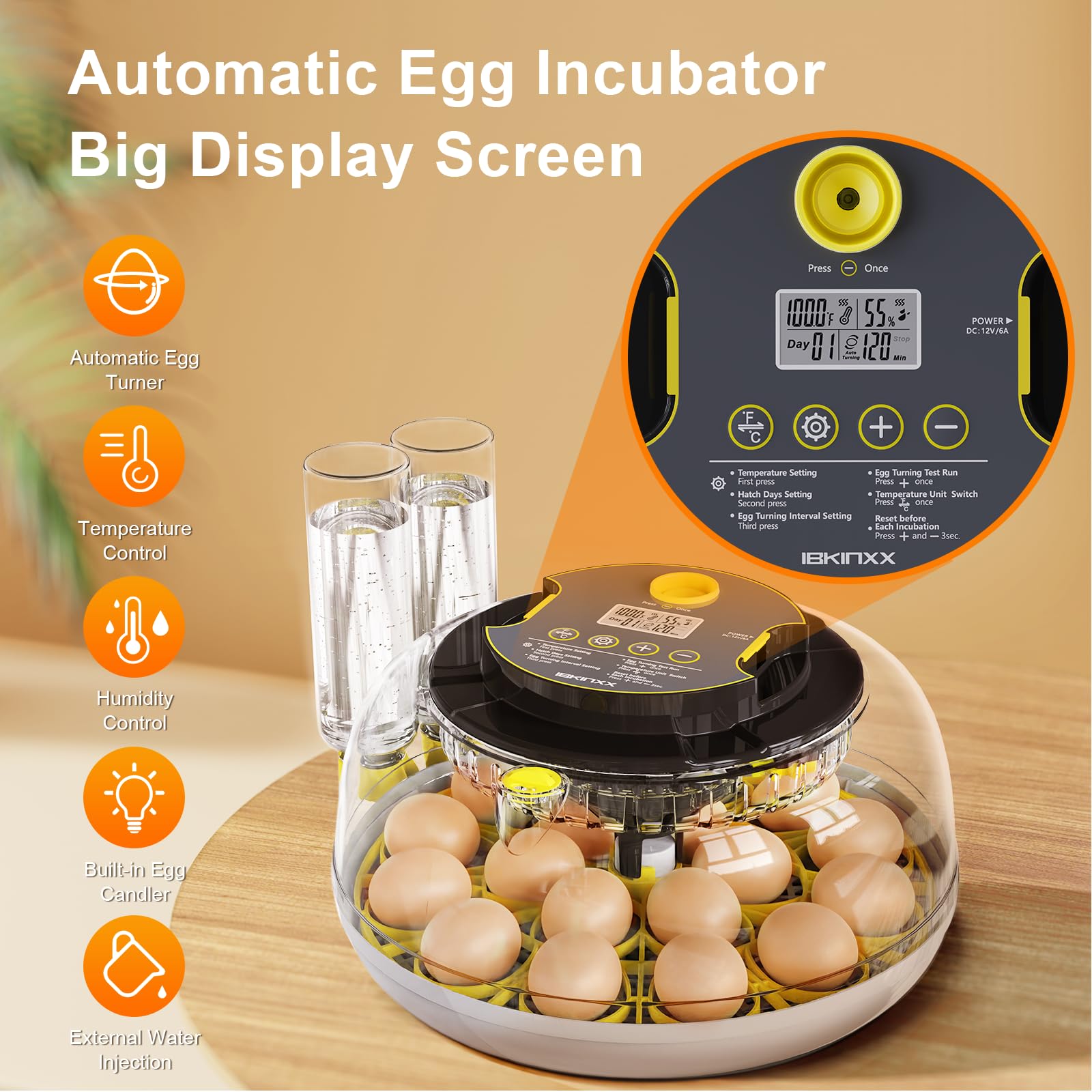 IBKINXX incubator 360-degree view highlights easy observation without opening, helping you monitor progress.
