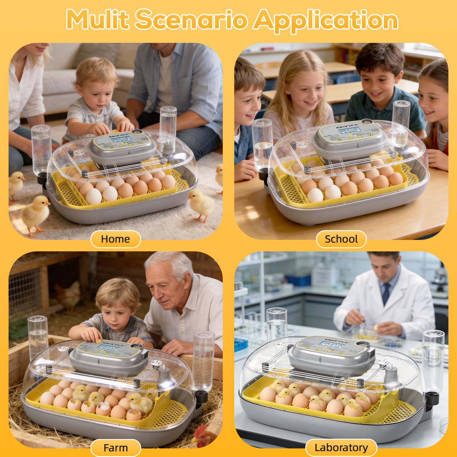 IBKINXX incubator with power-off memory and overheat protection for safety.