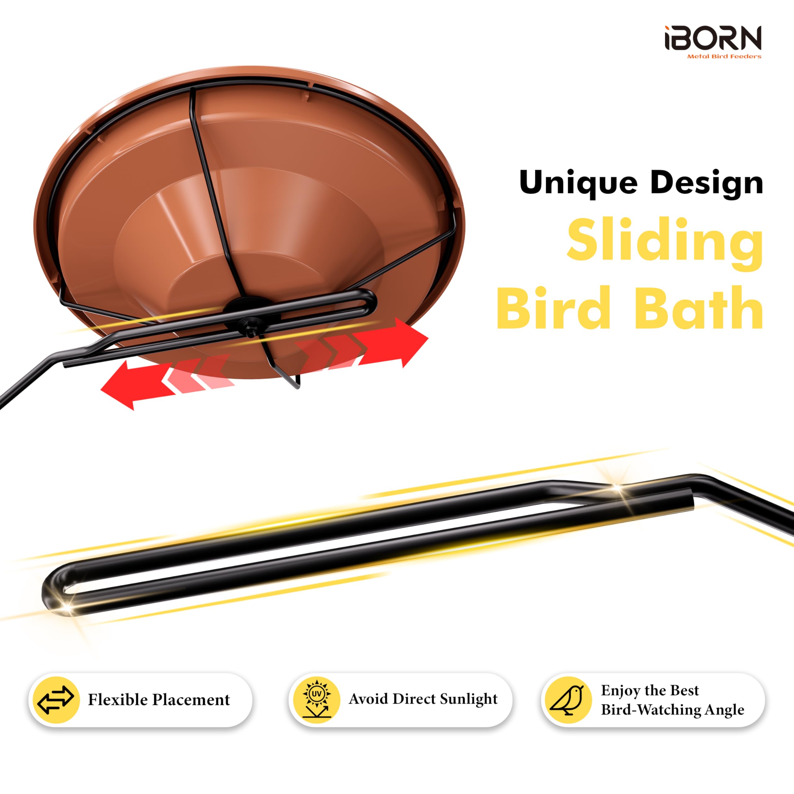 iBorn 360-degree rotatable bracket lets you direct sun or shade seasonally.