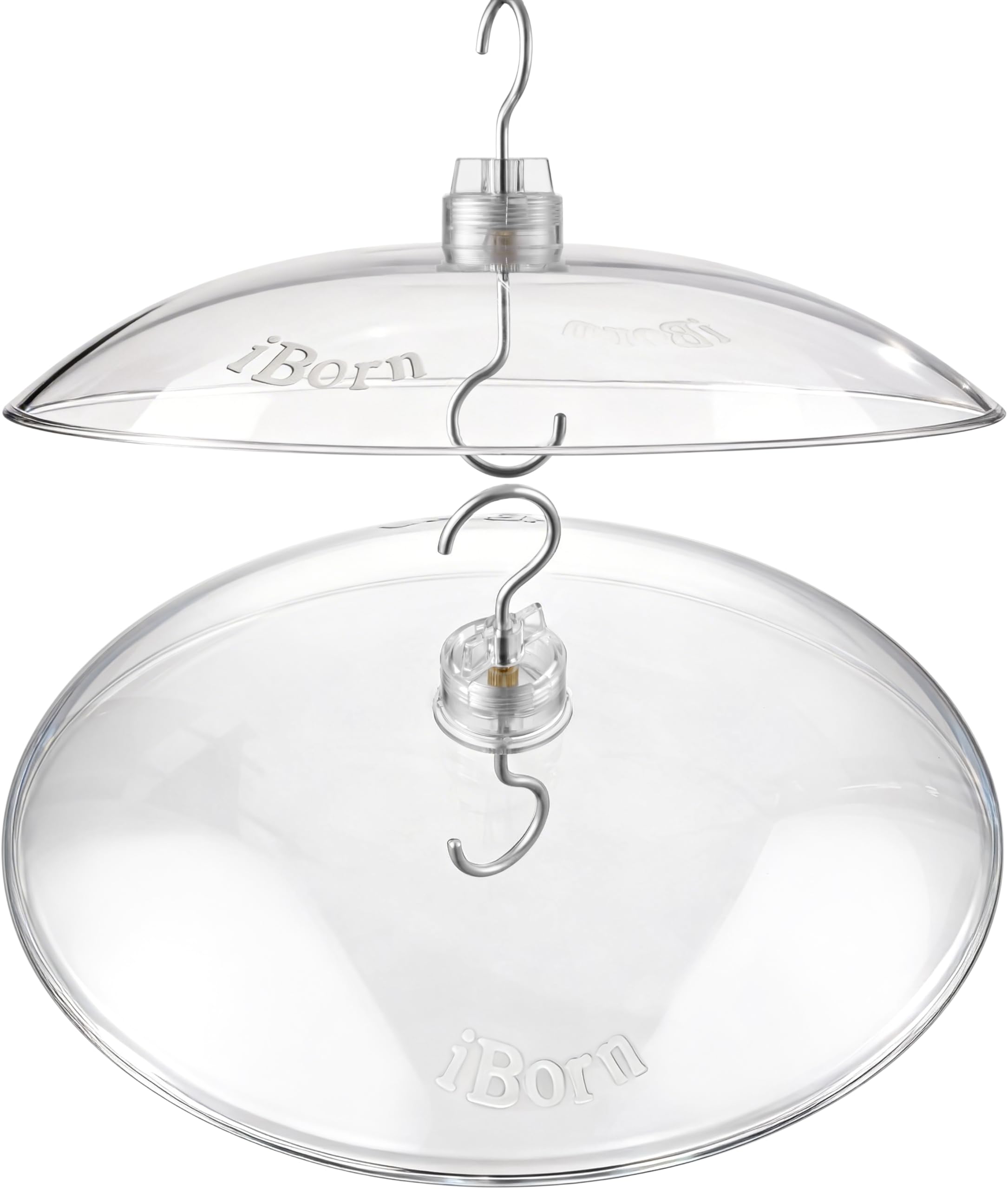 iBorn baffles 13-inch bird feeder cover shields against rain while keeping seeds visible