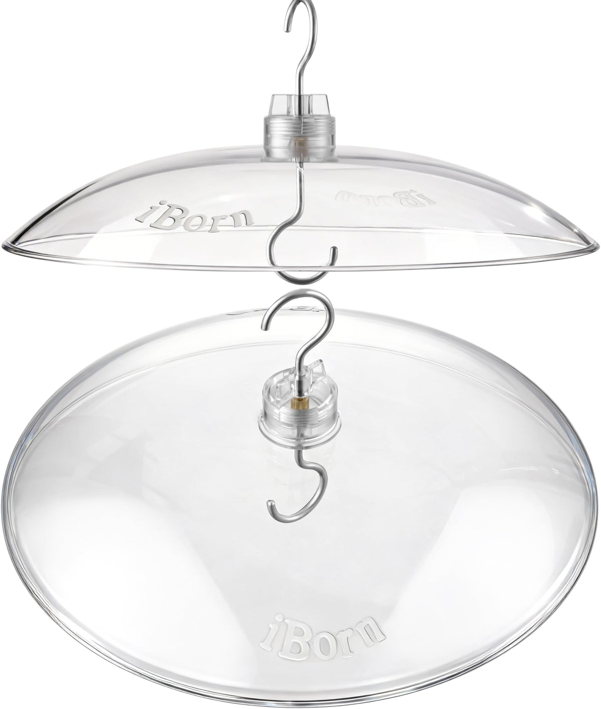iBorn baffles 13-inch bird feeder cover shields against rain while keeping seeds visible