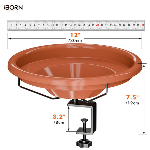 iBorn Bird Bath clamp attachment provides secure, stable outdoor mounting