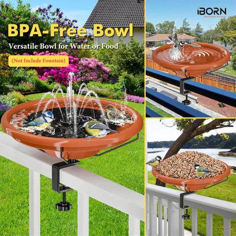 iBorn Bird Bath deep bowl 3-5 inch lets birds immerse and splash