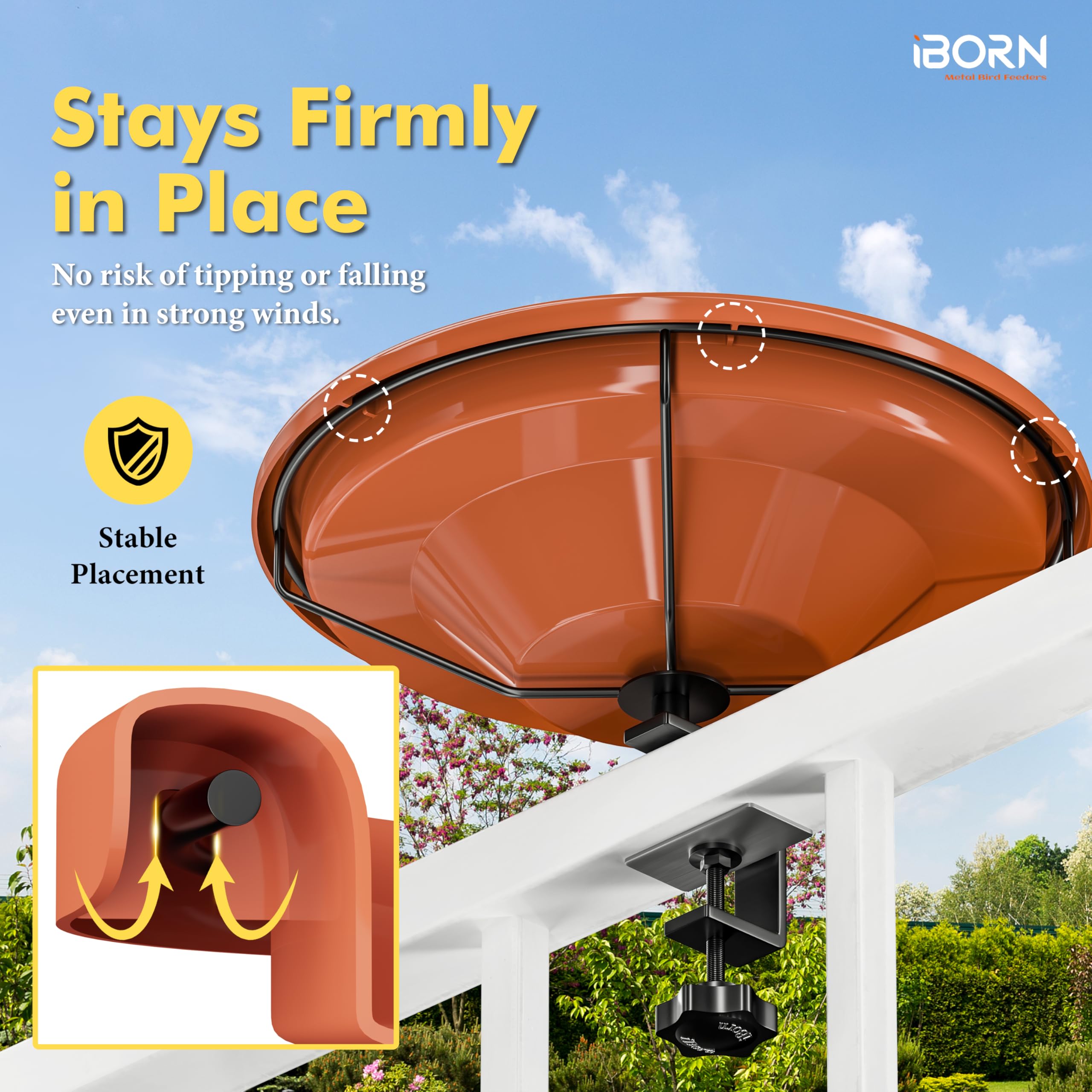 iBorn Bird Bath thickened PC construction helps withstand extreme weather