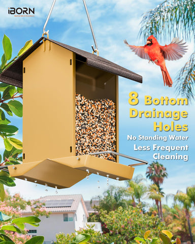 IBorn feeder capacity 3.2 lbs supports multiple visits by visiting birds