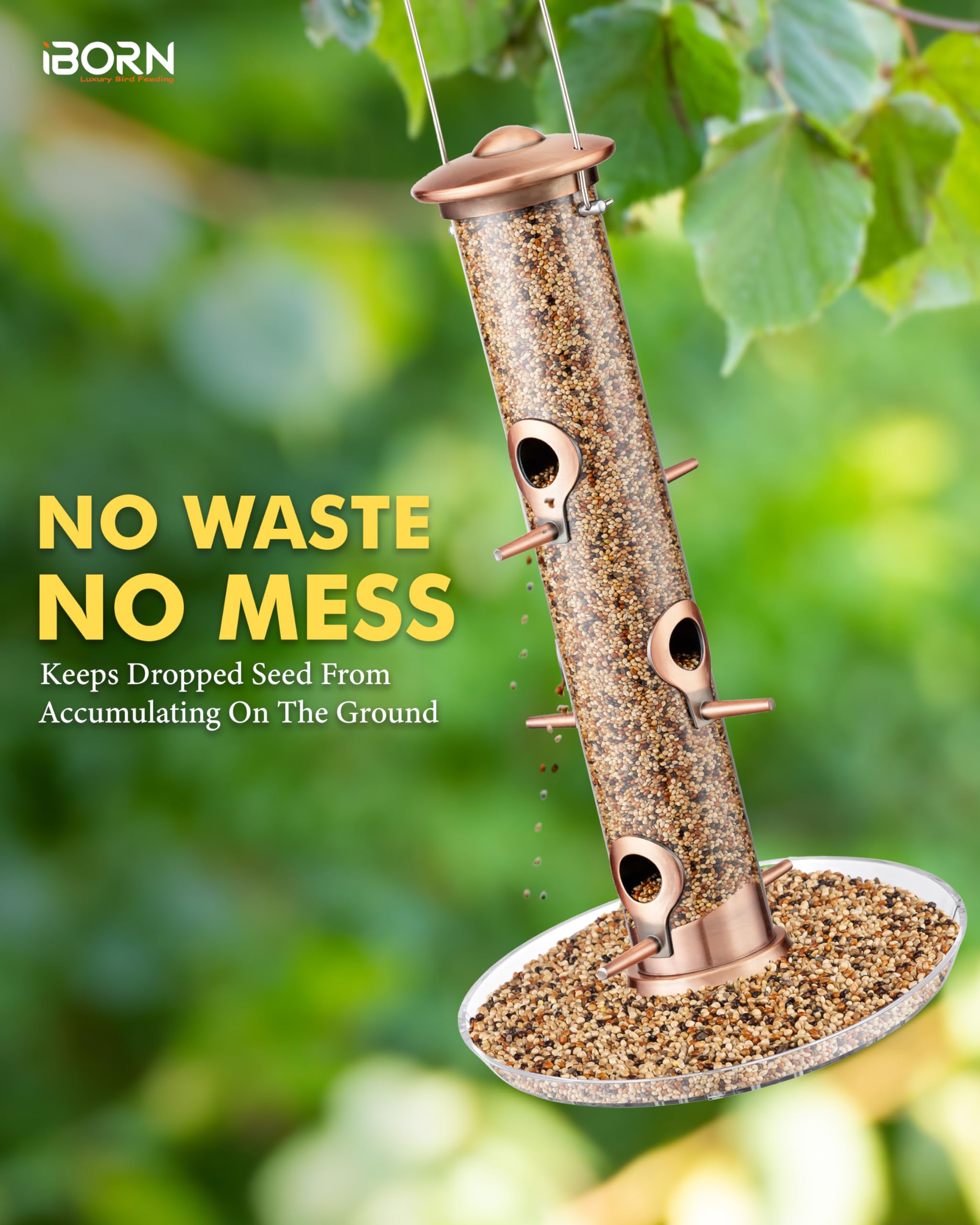 iBorn 6-port feeder with perches enables several birds to feed.