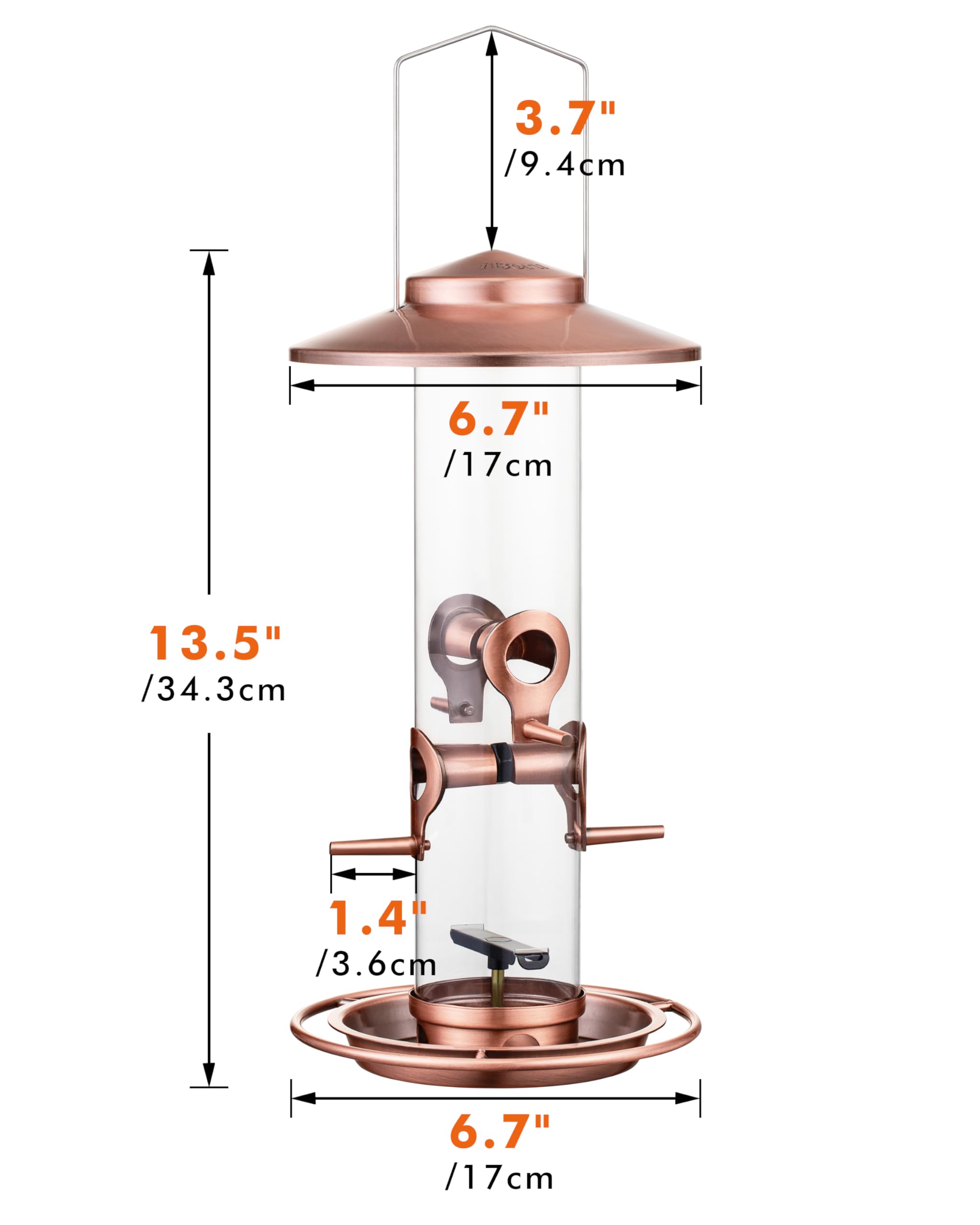 iBorn bird feeder brushed copper finish adds a stylish home for birds outdoors.