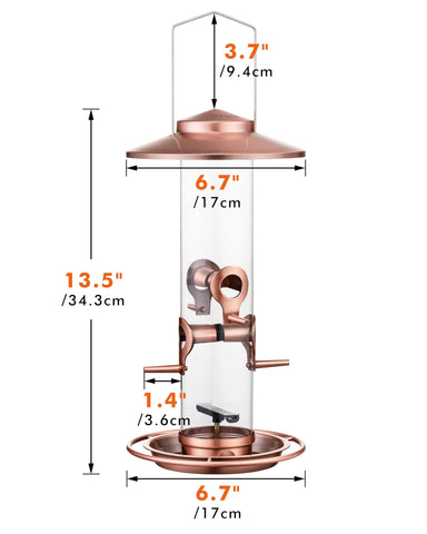 iBorn bird feeder brushed copper finish adds a stylish home for birds outdoors.