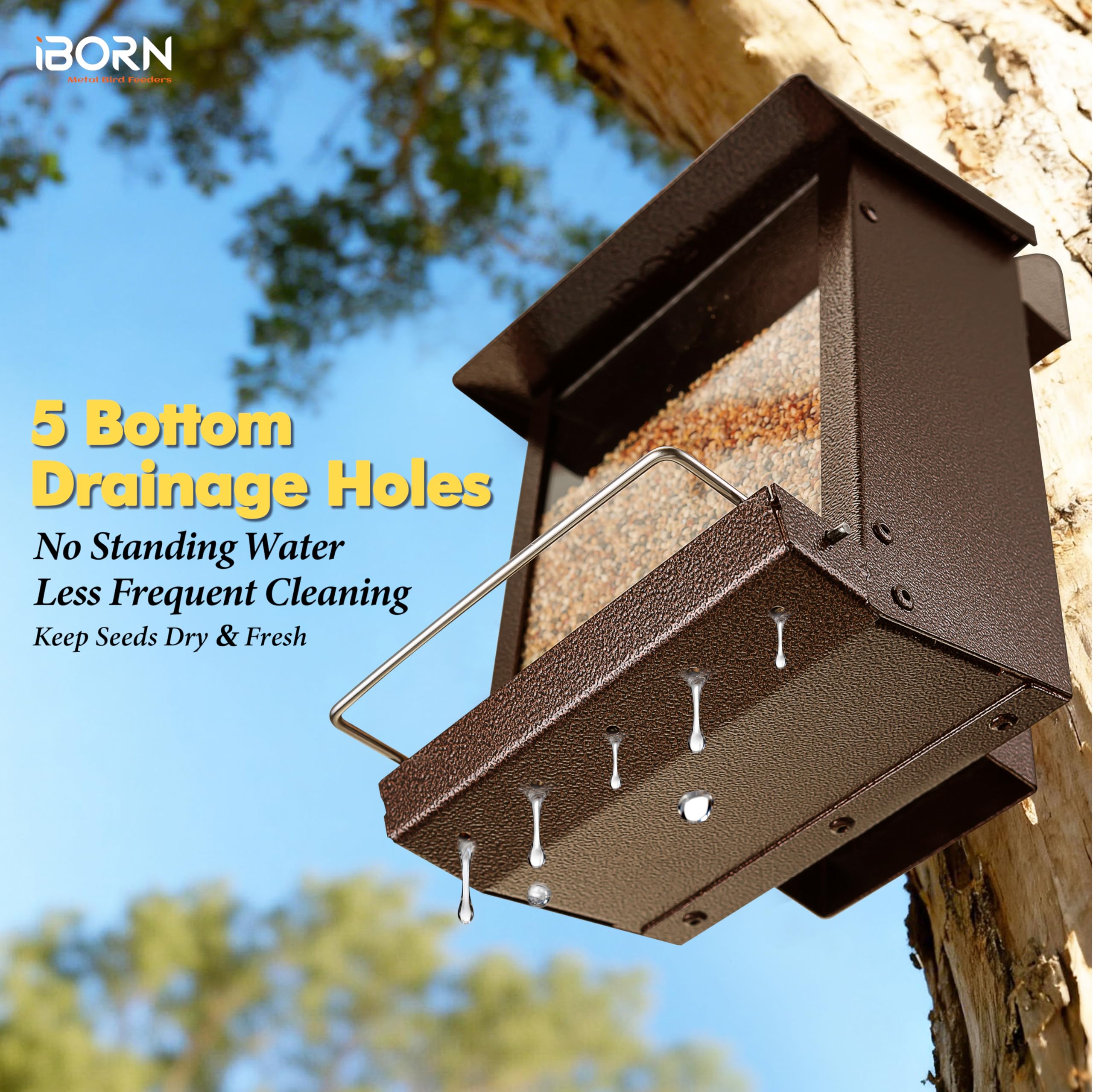 iBorn Bird Feeder detachable easy-clean design enables quick maintenance.