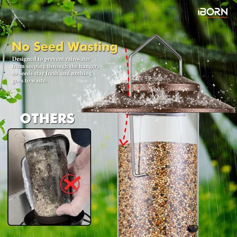 iBorn Bird Feeder offers easy cleaning with a detachable T-bar quick-release.