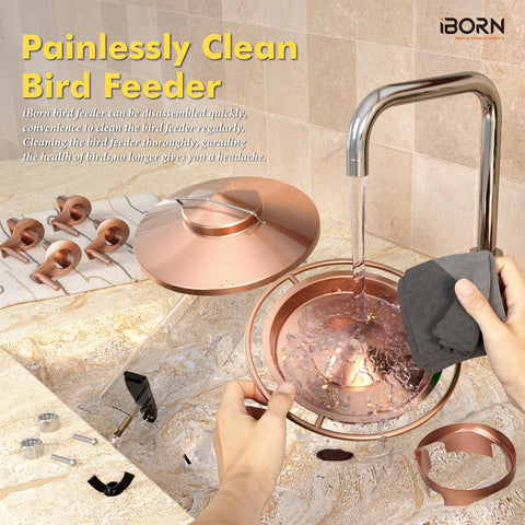 iBorn bird feeder durable metal construction designed for year-round garden use.