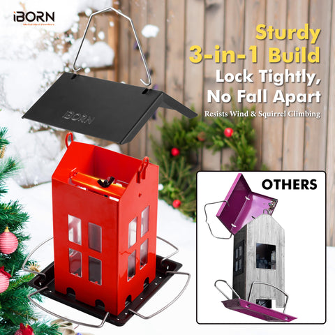 iBorn durable metal construction withstands harsh weather and chewing animals.