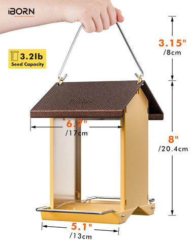 IBorn bird feeder with eight drainage holes prevents water buildup