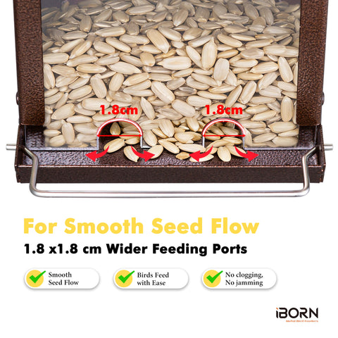 iBorn Bird Feeder five drain holes prevent standing water in the tray.