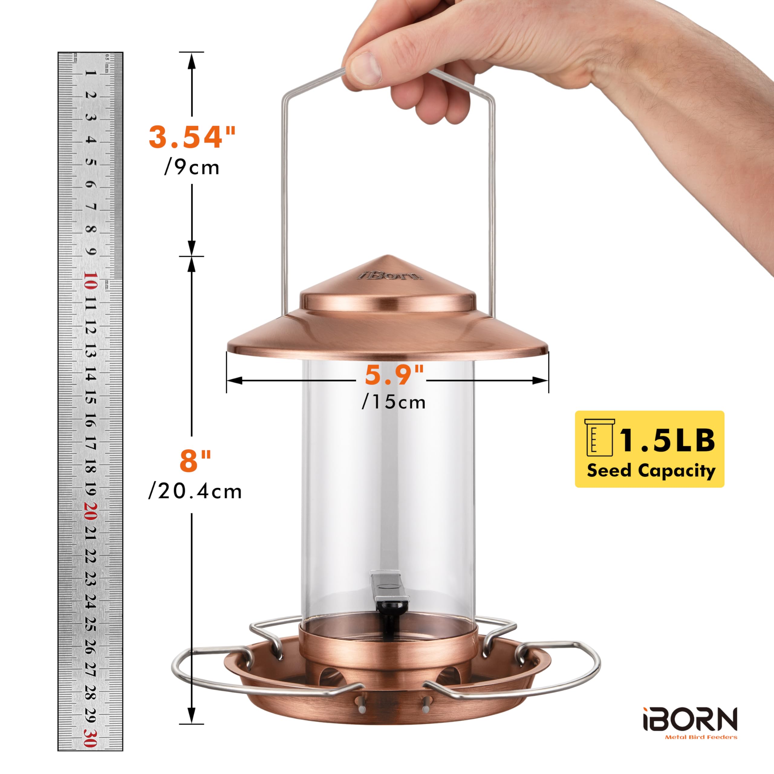 iBorn feeder features a fixed metal hanger for dry, secure hanging
