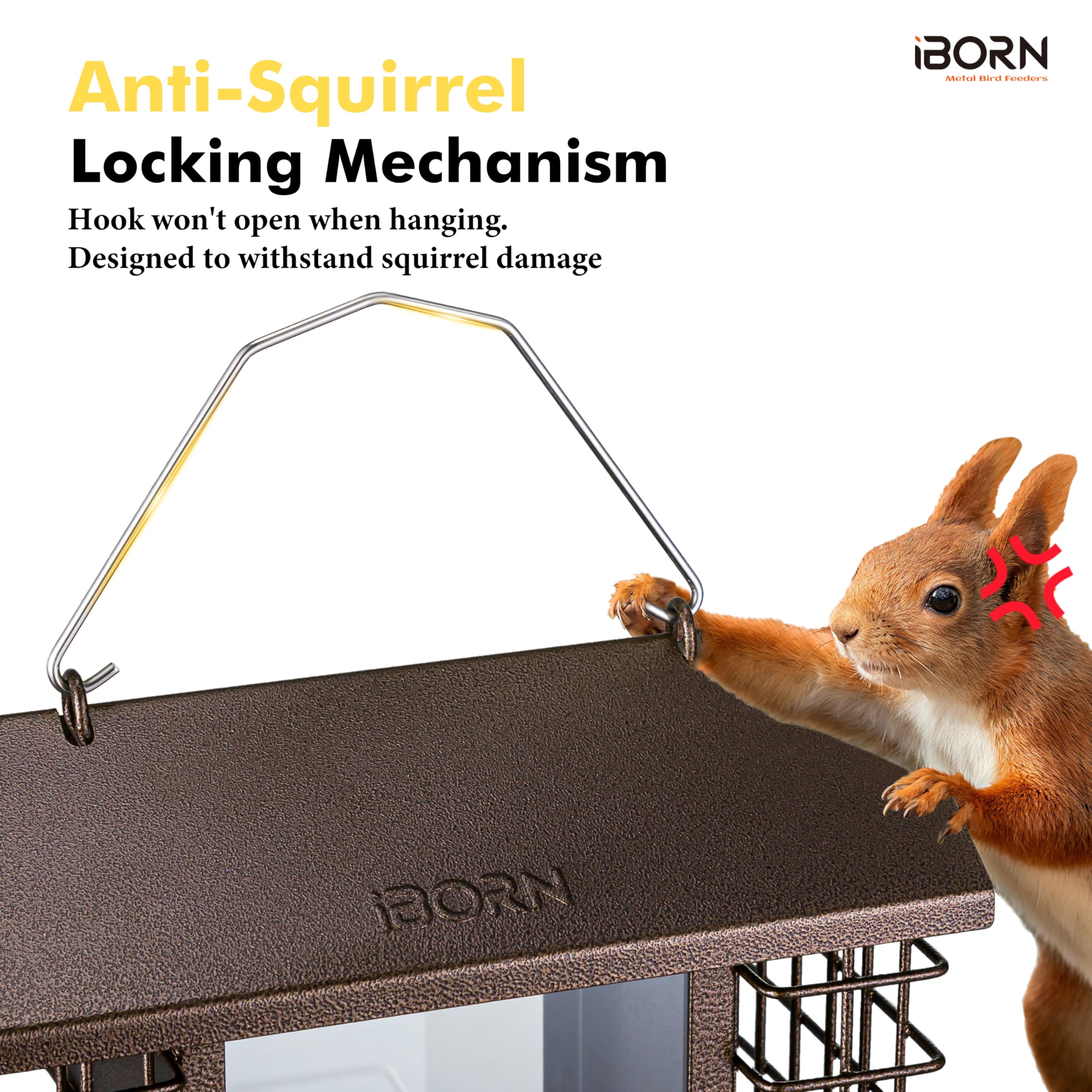 iBorn feeder shows four feeding ports for smooth seed flow and easy access