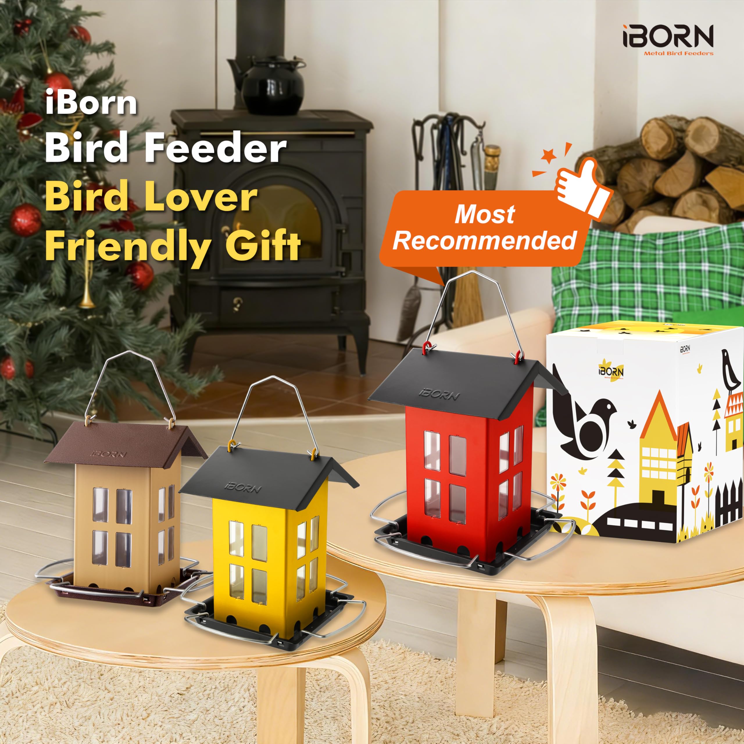 iBorn decorative yet practical bird feeder suits patios and balconies.