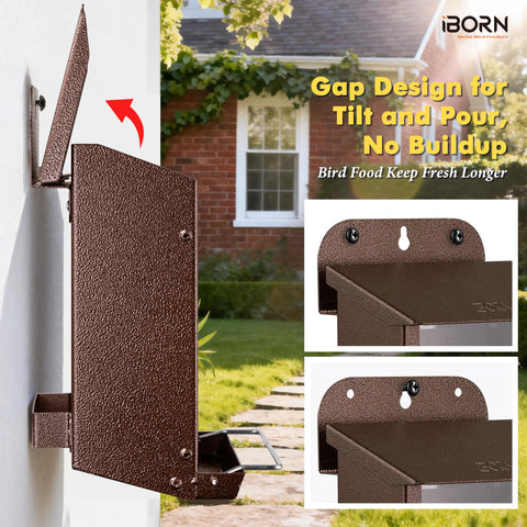 iBorn Bird Feeder heavy-duty metal build minimizes wind damage and squirrel interference.