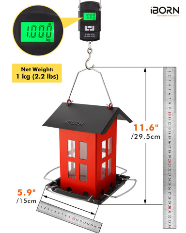 iBorn weatherproof metal body resists sun and rain while keeping seeds dry.