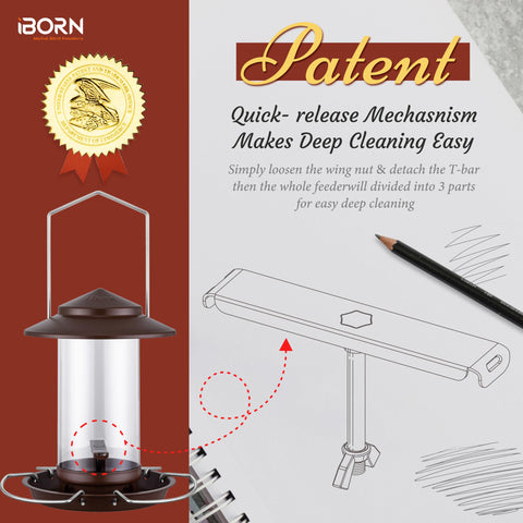 iBorn outdoor feeder attracts cardinals with roomy perches