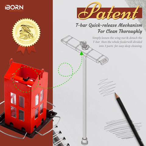 iBorn rainproof leakproof feeder prevents water ingress and seed spoilage.
