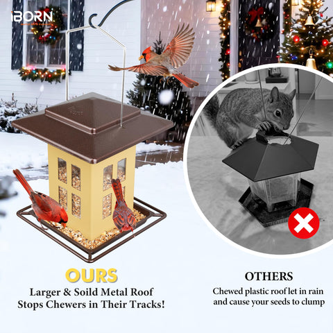 iborn bird feeder sturdy-hanger prevents swaying and seed spillage