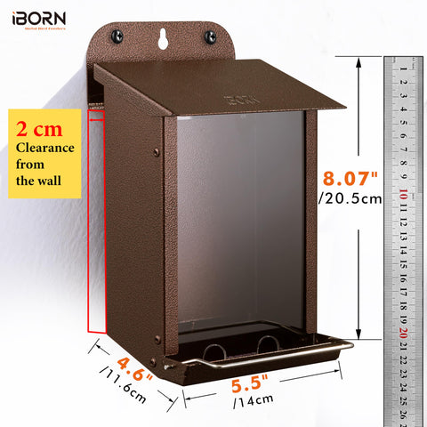 iBorn Bird Feeder weatherproof metal roof protects seeds from rain and snow.