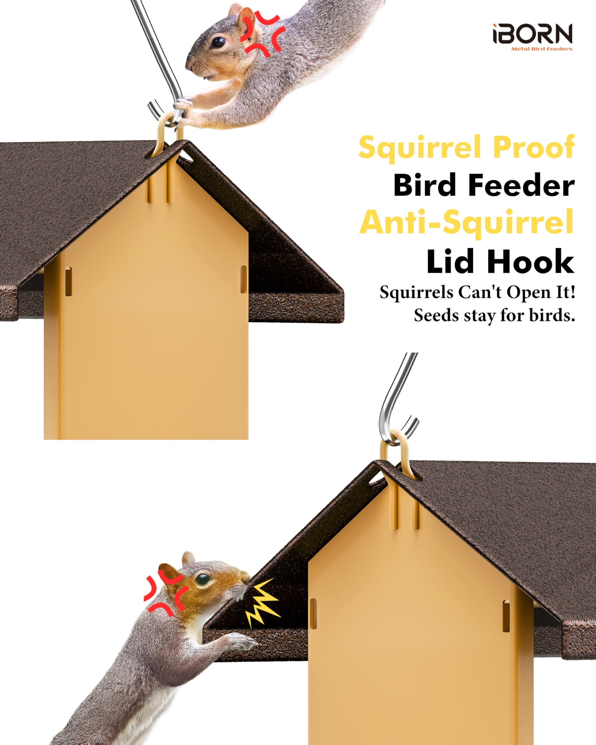 IBorn bird feeder wide opening simplifies refilling and keeps seeds accessible
