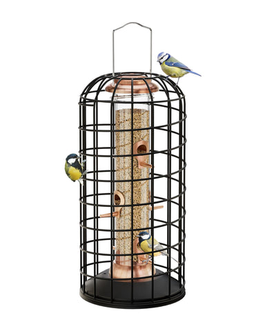 iBorn hanging feeder outer cage showing tight entry for small birds and seed protection