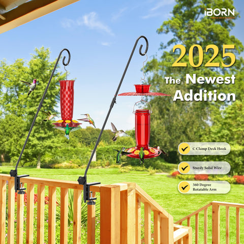 iBorn 28-inch deck hook on a sturdy railing for outdoor viewing.