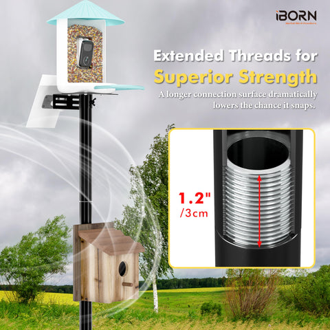 iBorn 1-inch pole sections deliver sturdy, sway-free performance in gusty weather.