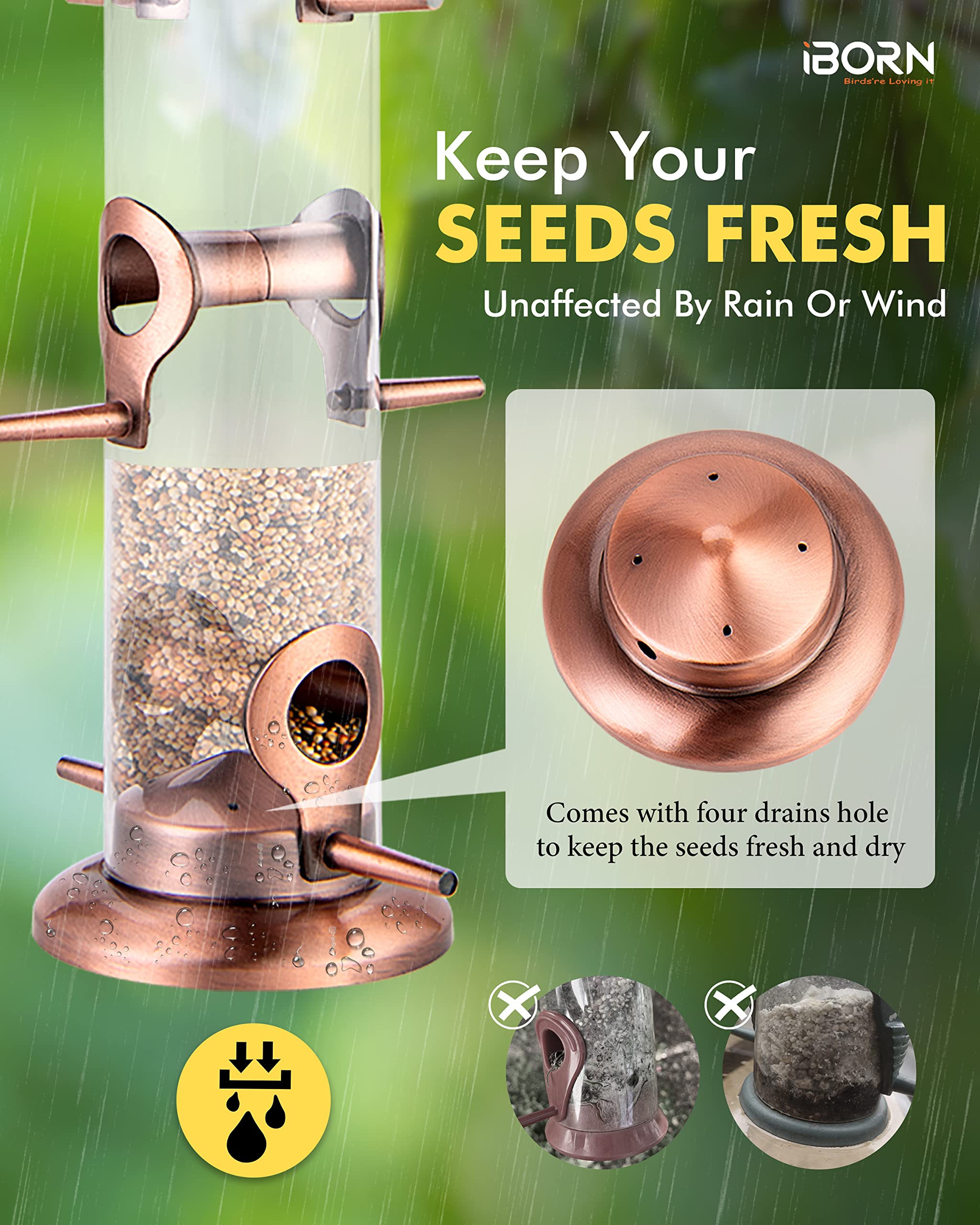 iBorn durable metal construction resists weather and wear
