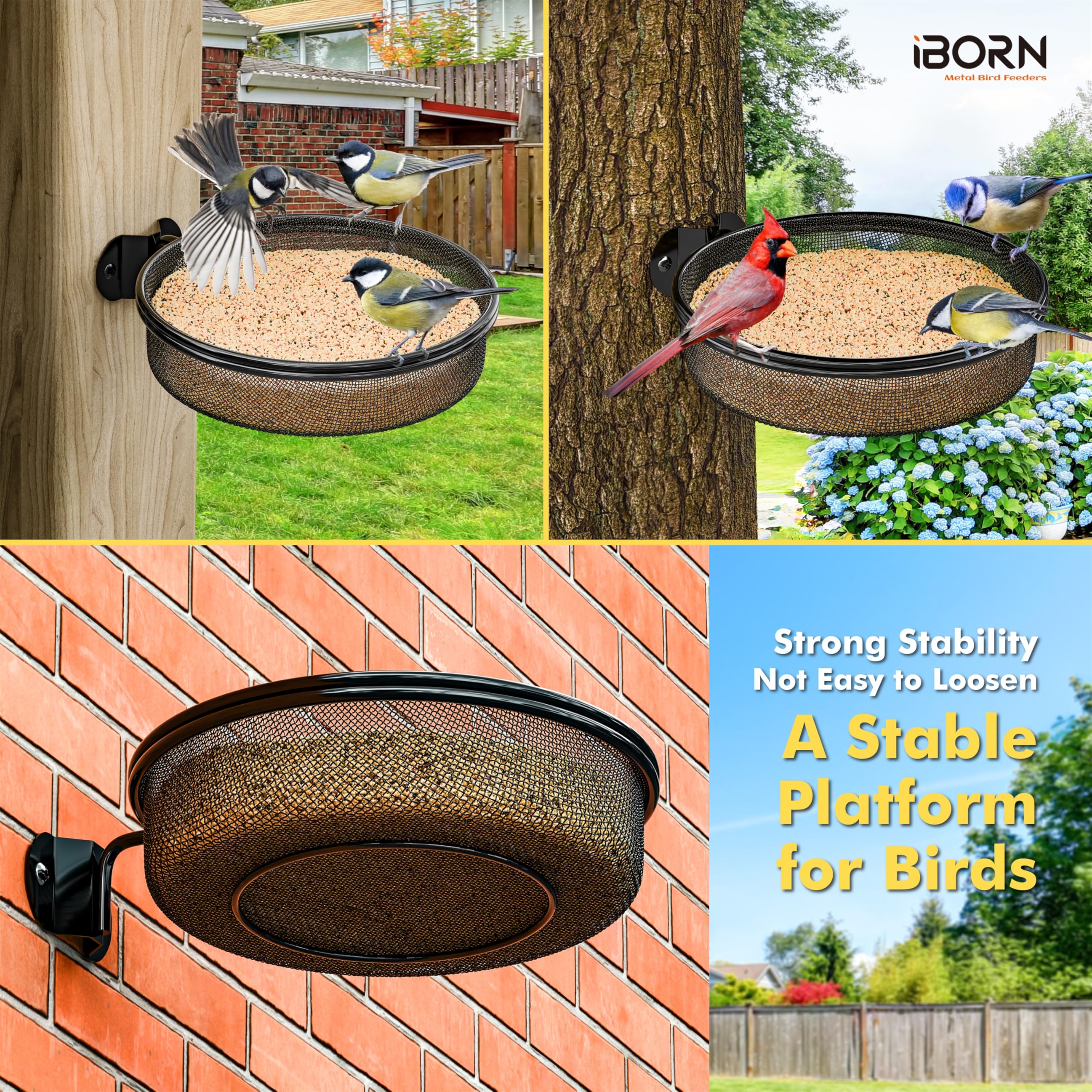 iborn durable metal tray supports heavy seed loads and active birds