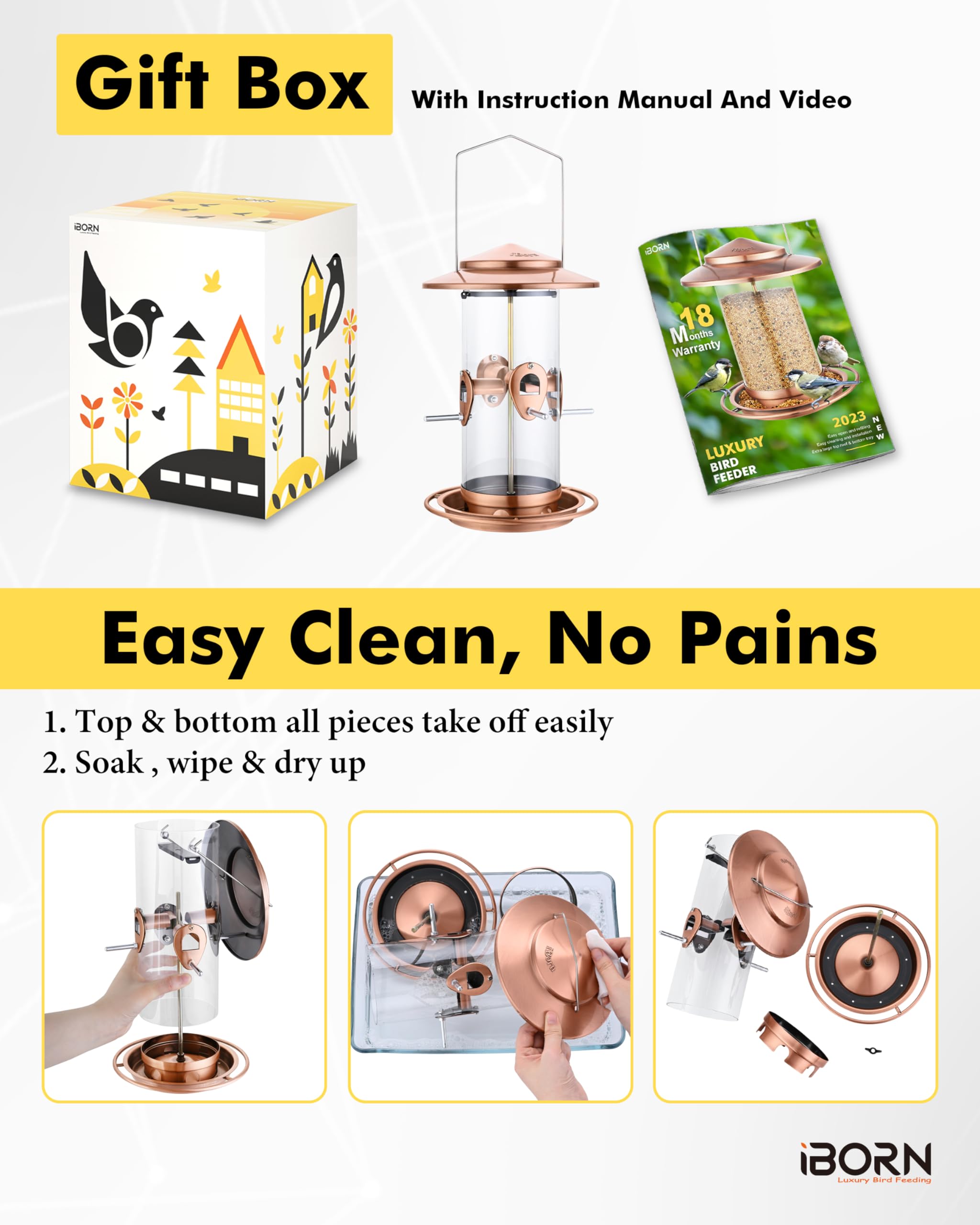 iBorn 3-step disassembly makes thorough cleaning easy.