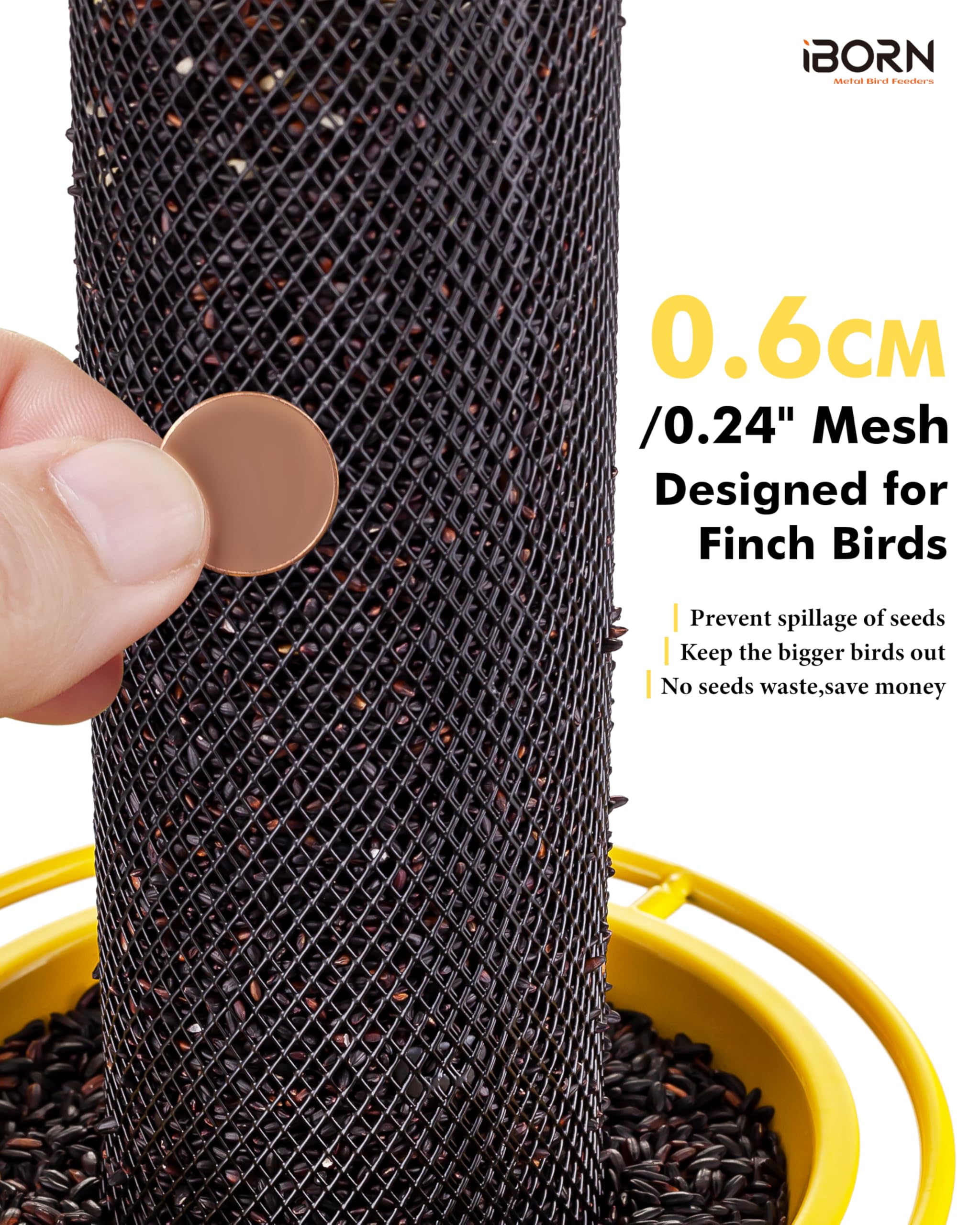 iBorn finch feeder 2lb capacity supports more birds