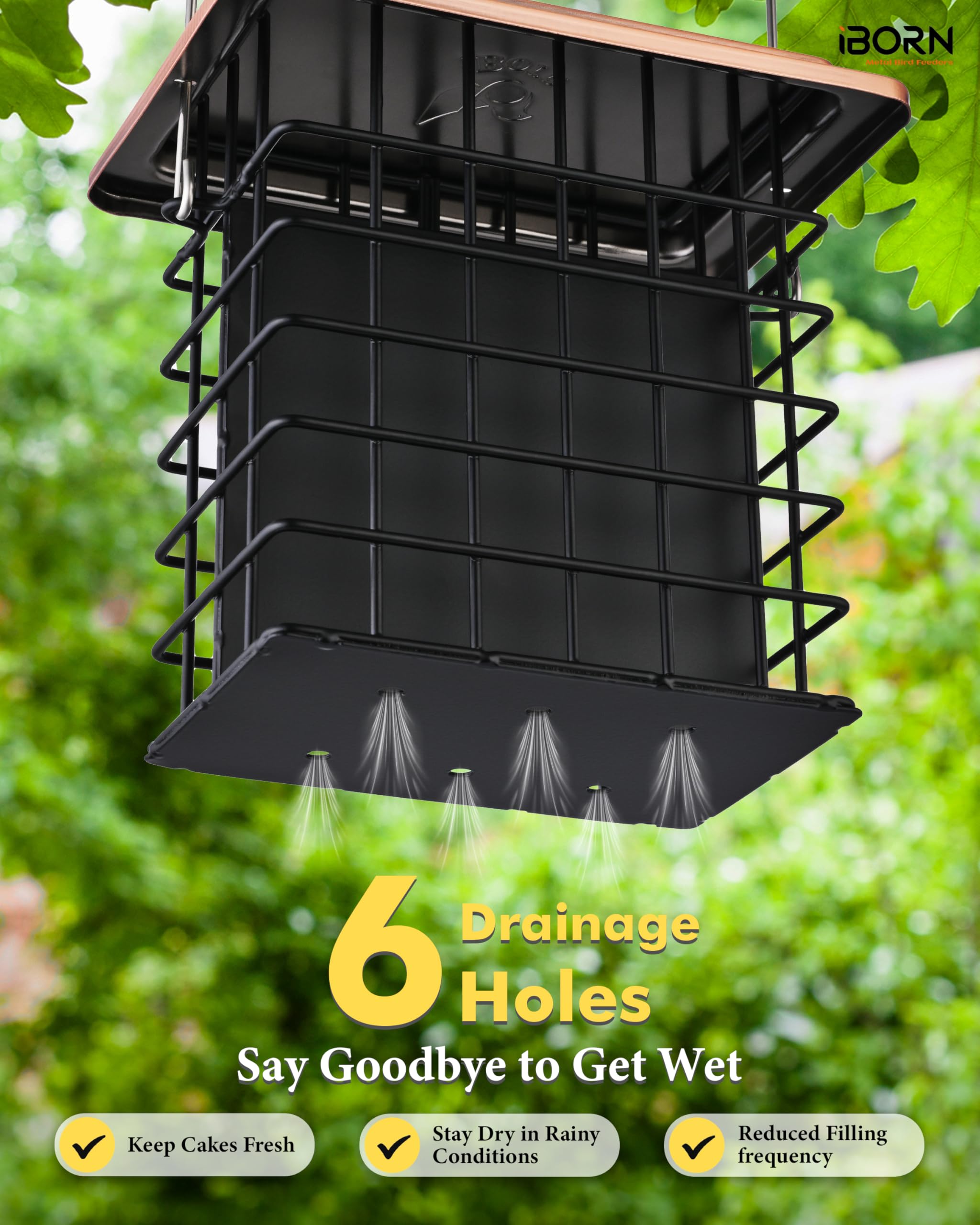iBorn wind-proof hanger keeps feeder steady in gusts.