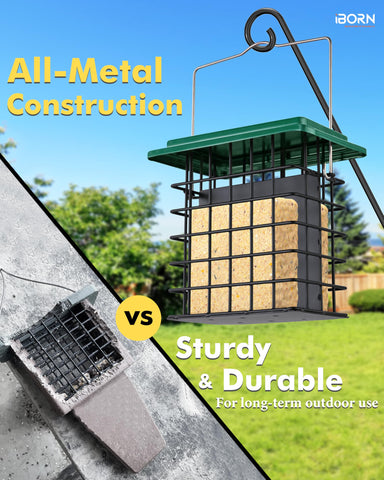 Flip-top refill makes adding suet quick and mess-free on iBorn feeder.