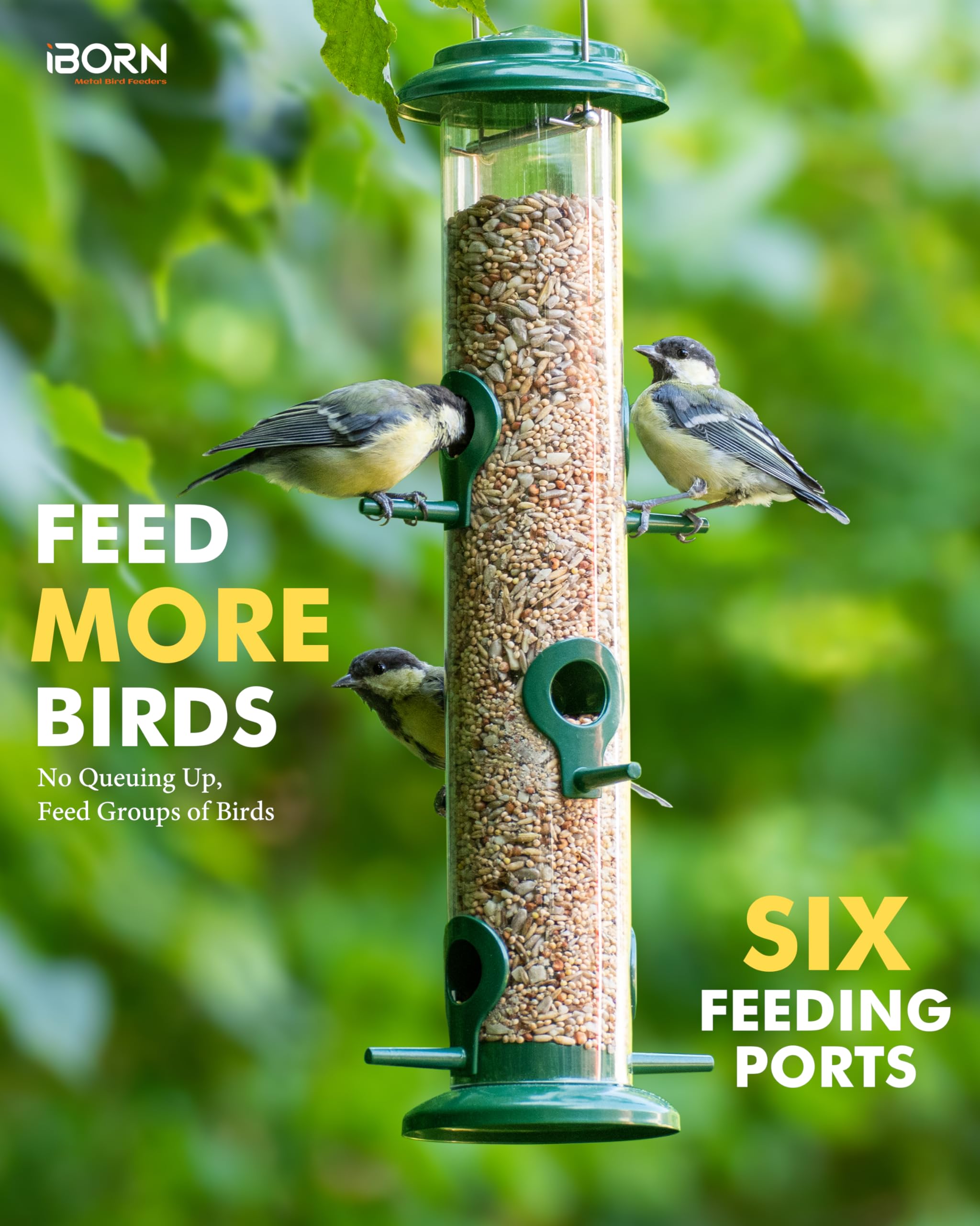 iBorn green powder-coated outdoor feeder rust-resistant