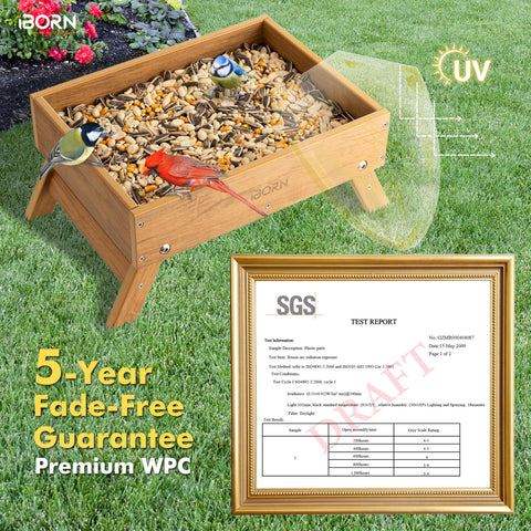 iBorn Ground Bird Feeder recyclable-materials shot emphasizes eco-friendly design.