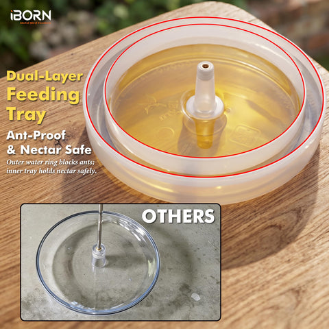 iBorn feeder showing 13 oz capacity for longer viewing sessions
