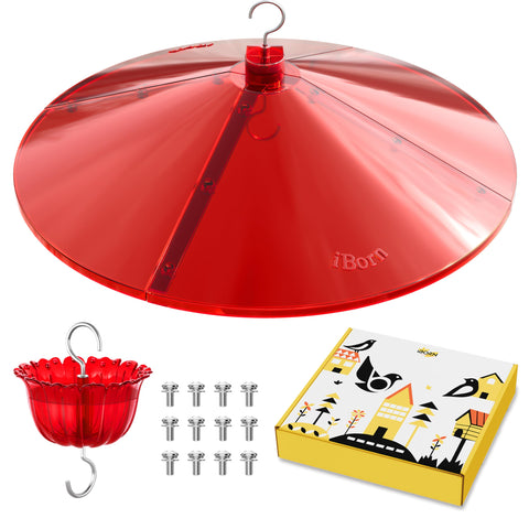 iBorn hummingbird feeder baffle with large shield protects nectar and reduces spills