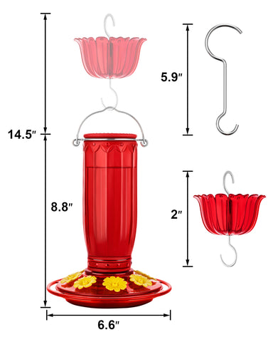 iborn hummingbird feeder metal hook included for flexible hanging