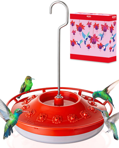 iBorn hummingbird feeder in red with 14 ports attracting hummingbirds safely